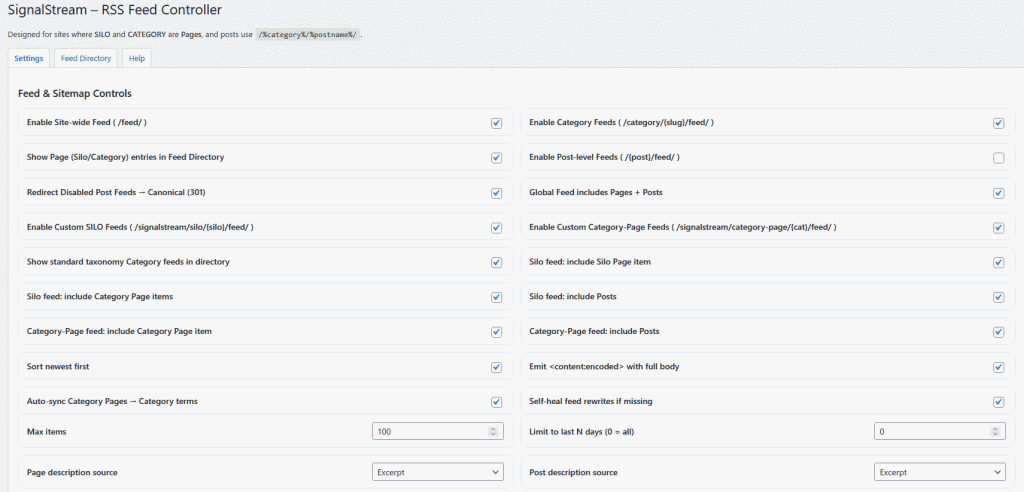 SignalStream – RSS Feed Controller for WordPress